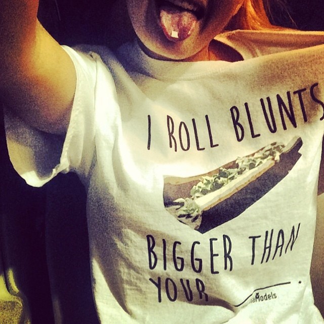 Trippy mayne  Ft Model @captainodanks reppin and her blunt rollin skills  Available as a unisex tee, tank, AND crop  Shop link in bio!